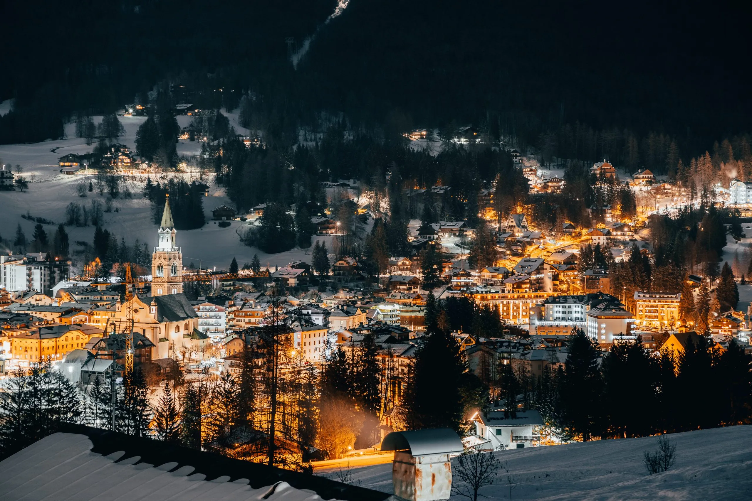 Cortina d'Ampezzo at night.